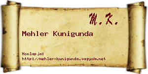 Mehler Kunigunda névjegykártya